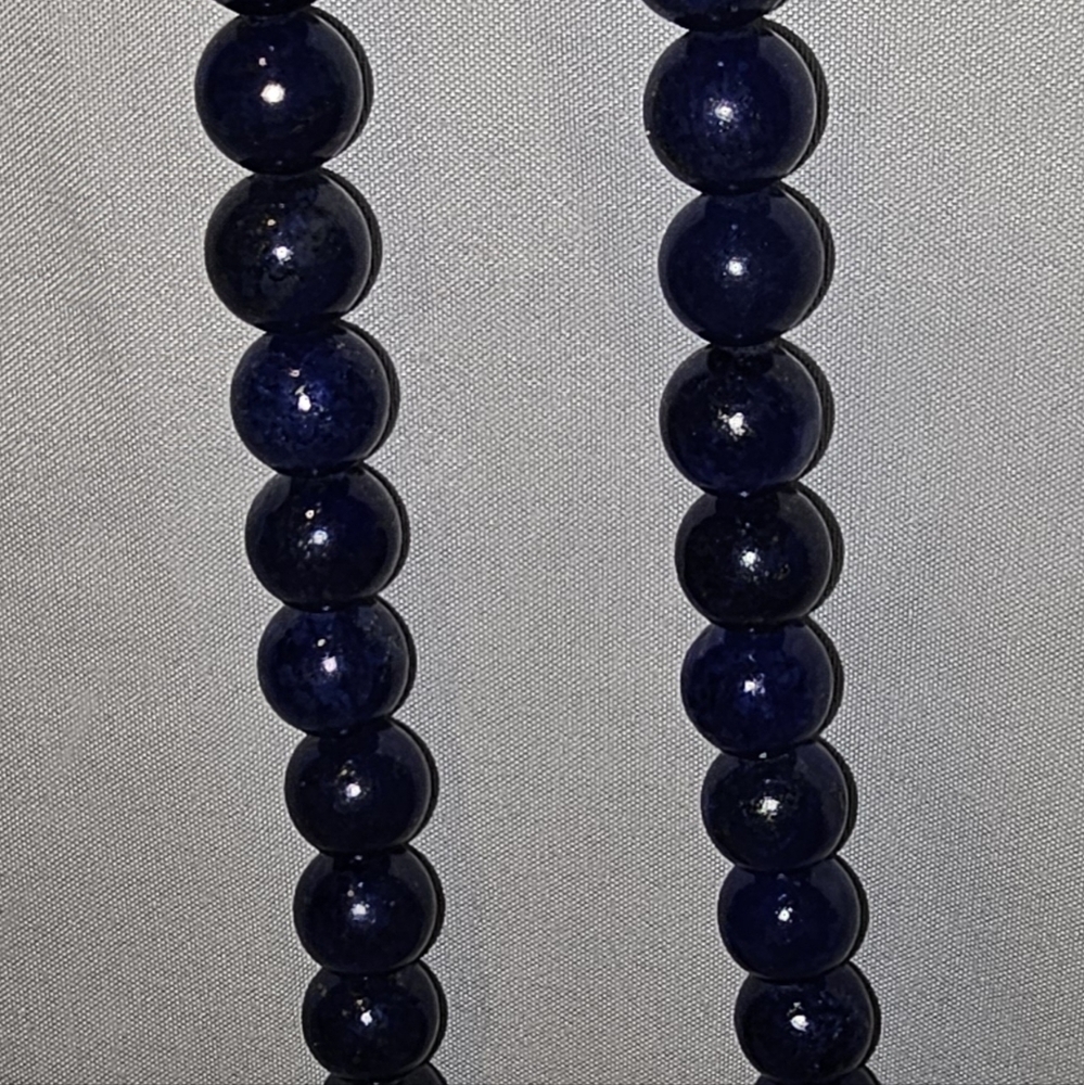 BLUE LAPIS LAZULI BEADED NECKLACE
